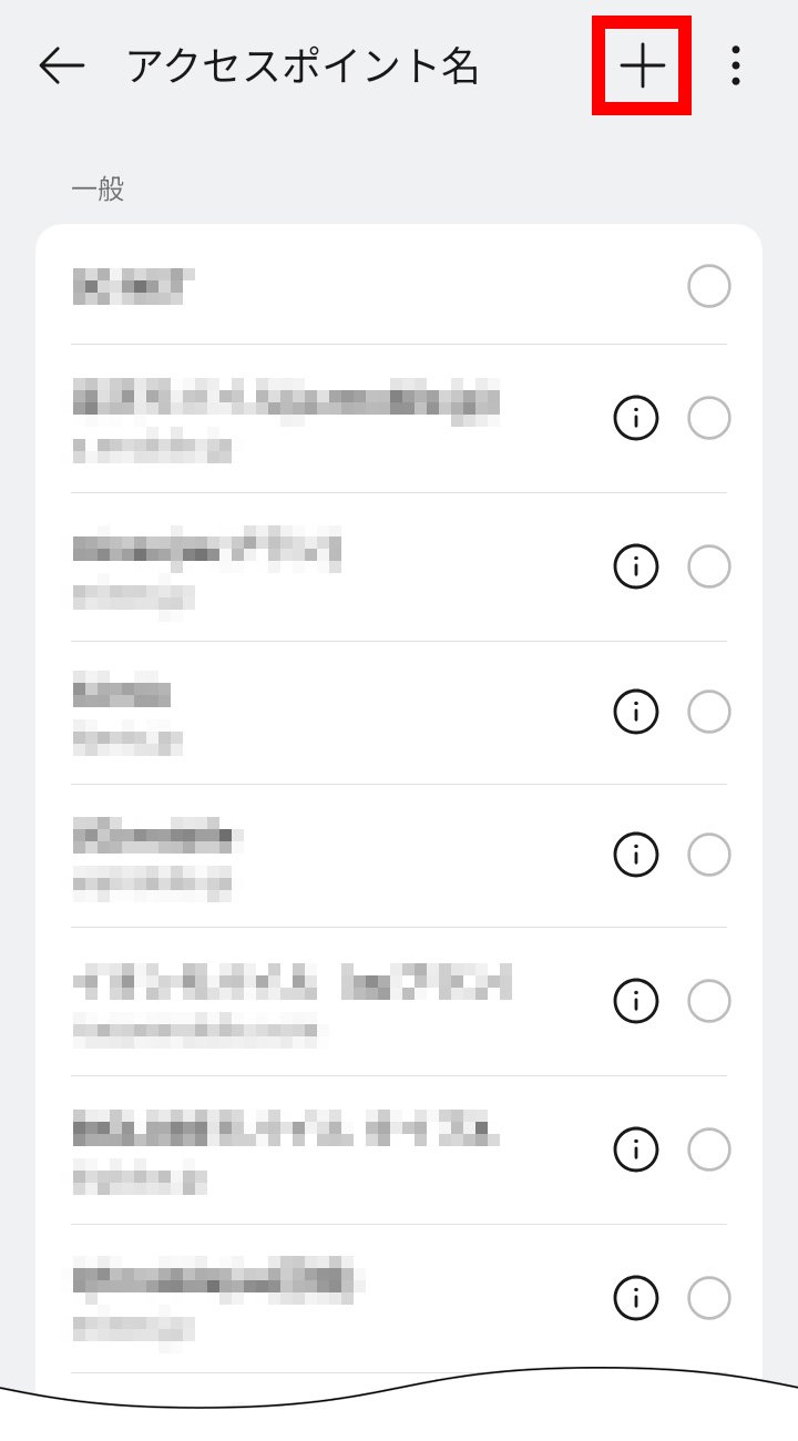 説明図：画面右上の追加ボタン選択位置
