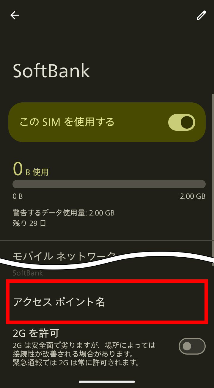 説明図：「アクセス ポイント名」選択位置