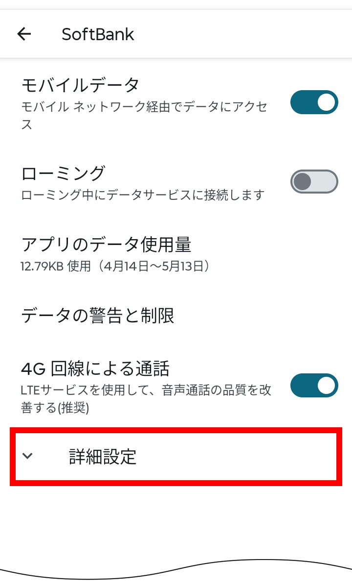 説明図：「詳細設定」選択位置