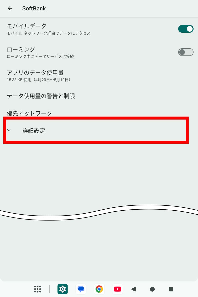 説明図:「詳細設定」選択位置